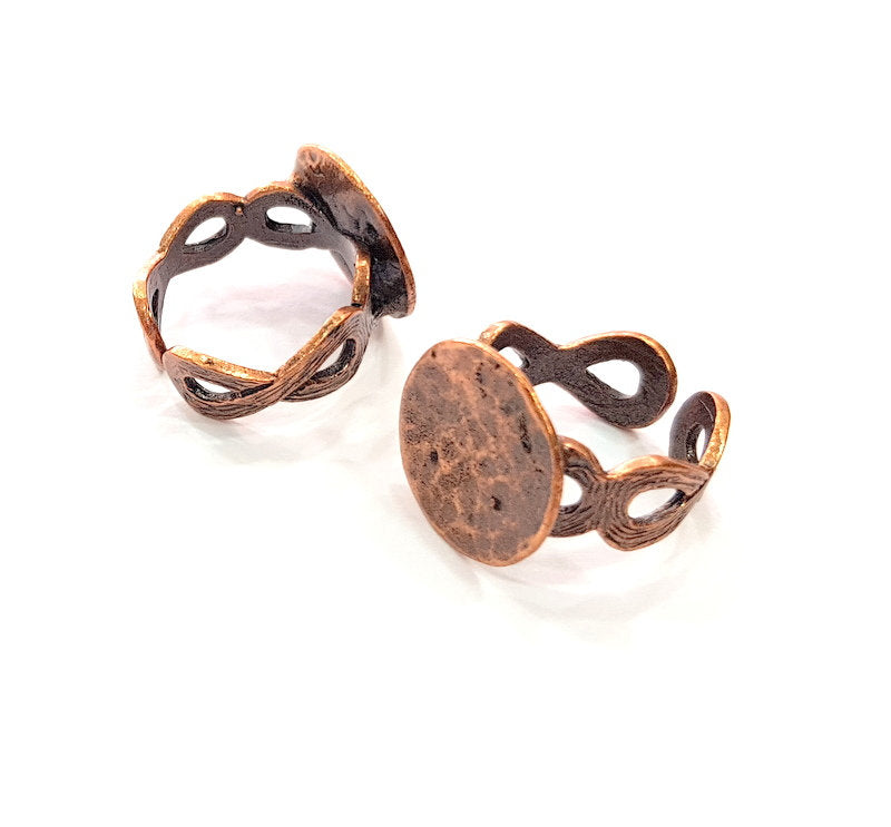 Copper Ring Settings inlay Ring Blank Mosaic Ring Bezel Base Cabochon Mountings ( 15 mm blank) Antique Copper Plated Brass G13328