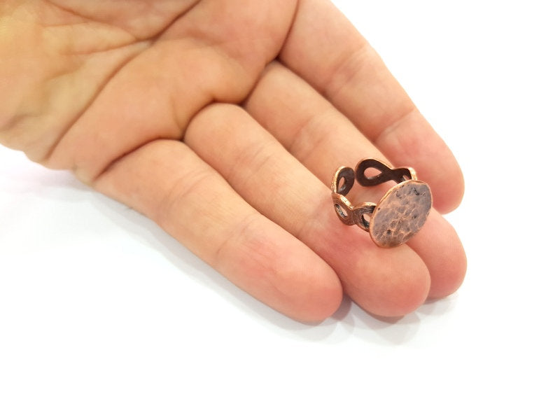 Copper Ring Settings inlay Ring Blank Mosaic Ring Bezel Base Cabochon Mountings ( 15 mm blank) Antique Copper Plated Brass G13328
