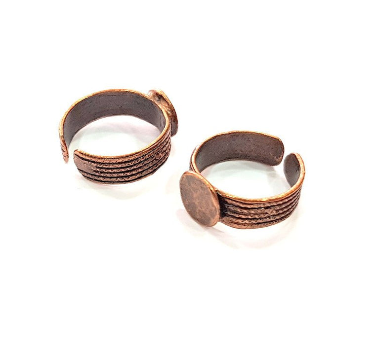 Copper Ring Settings inlay Ring Blank Mosaic Ring Bezel Base Cabochon Mountings ( 10 mm blank) Antique Copper Plated Brass G13329