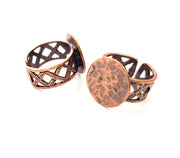 Copper Ring Settings inlay Ring Blank Mosaic Ring Bezel Base Cabochon Mountings ( 15 mm blank) Antique Copper Plated Brass G13330