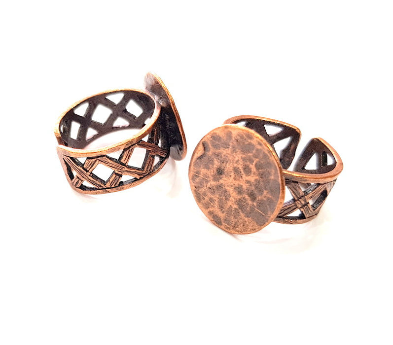 Copper Ring Settings inlay Ring Blank Mosaic Ring Bezel Base Cabochon Mountings ( 15 mm blank) Antique Copper Plated Brass G13330