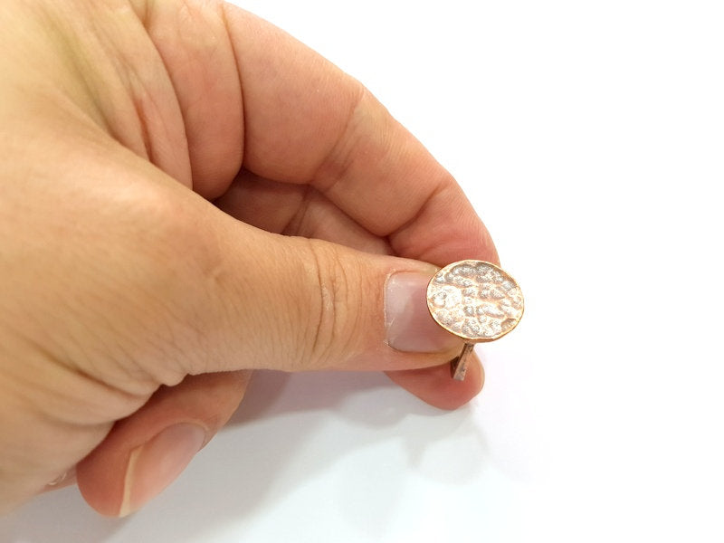 Copper Ring Settings inlay Ring Blank Mosaic Ring Bezel Base Cabochon Mountings ( 15 mm blank) Antique Copper Plated Brass G13331