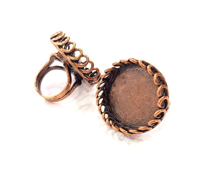 Copper Ring Settings inlay Ring Blank Mosaic Ring Bezel Base Cabochon Mountings ( 25 mm blank) Antique Copper Plated Brass G13332