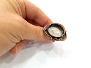 Copper Ring Settings inlay Ring Blank Mosaic Ring Bezel Base Cabochon Mountings ( 25 mm blank) Antique Copper Plated Brass G13334