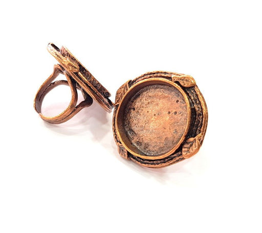Copper Ring Settings inlay Ring Blank Mosaic Ring Bezel Base Cabochon Mountings ( 24 mm blank) Antique Copper Plated Brass G13337