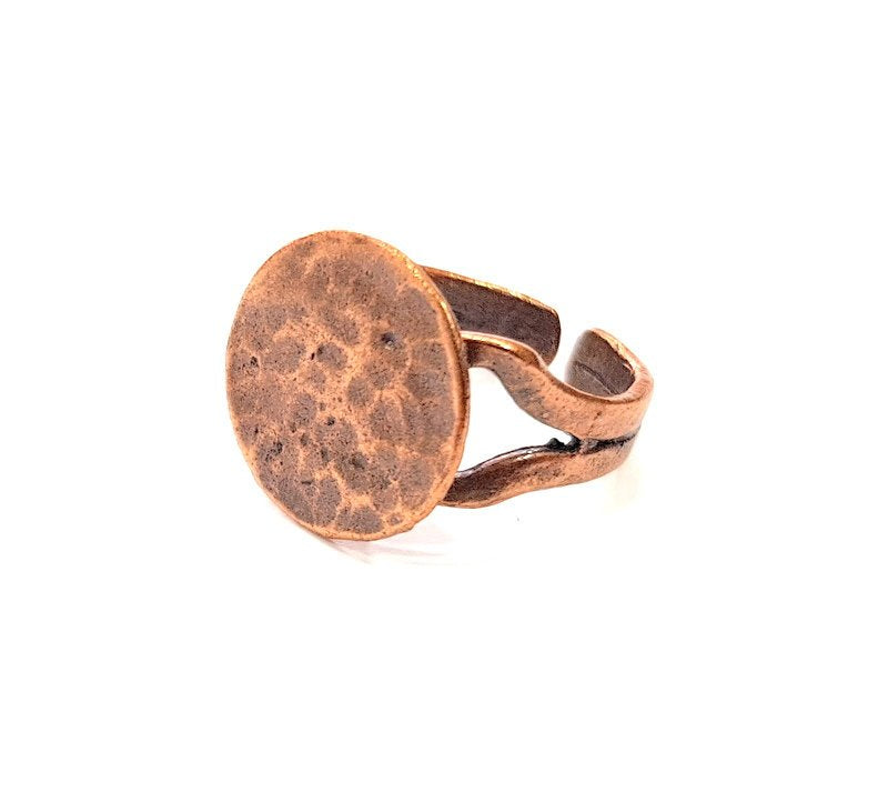 Copper Ring Settings inlay Ring Blank Mosaic Ring Bezel Base Cabochon Mountings ( 15 mm blank) Antique Copper Plated Brass G13338