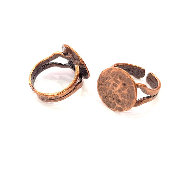 Copper Ring Settings inlay Ring Blank Mosaic Ring Bezel Base Cabochon Mountings ( 15 mm blank) Antique Copper Plated Brass G13338