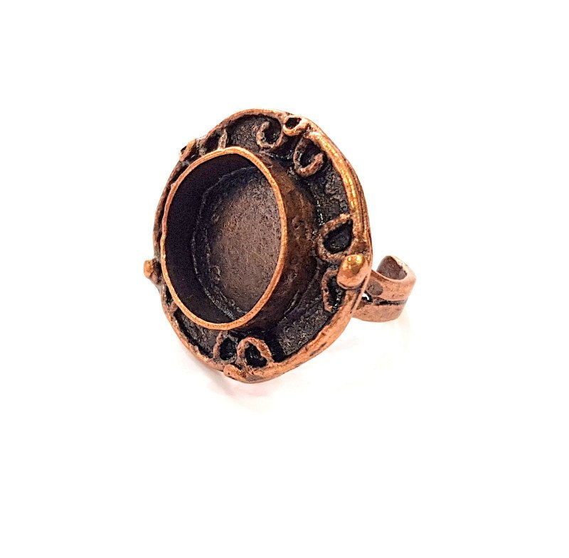 Copper Ring Settings inlay Ring Blank Mosaic Ring Bezel Base Cabochon Mountings ( 16 mm blank) Antique Copper Plated Brass G13339