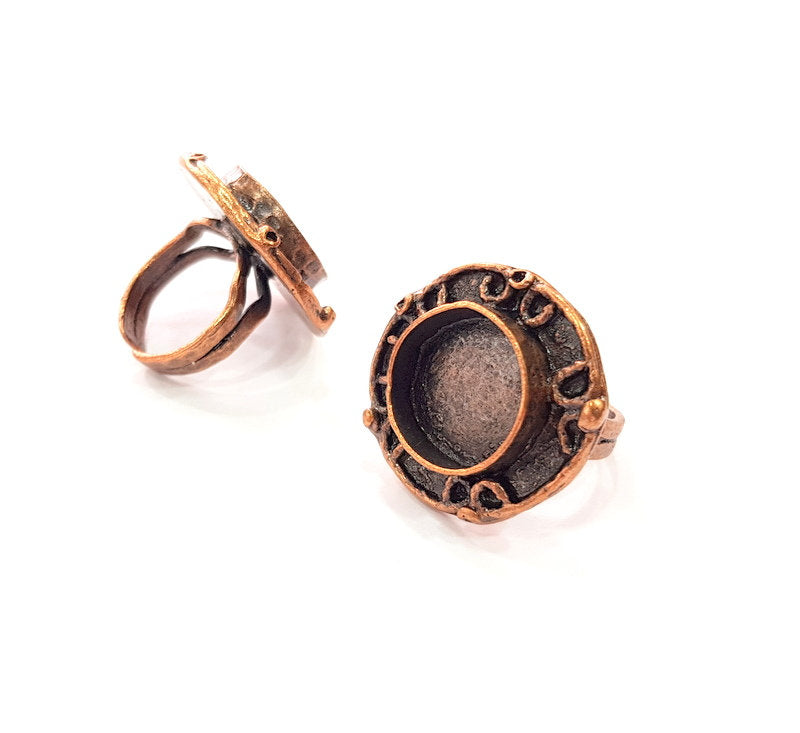 Copper Ring Settings inlay Ring Blank Mosaic Ring Bezel Base Cabochon Mountings ( 16 mm blank) Antique Copper Plated Brass G13339