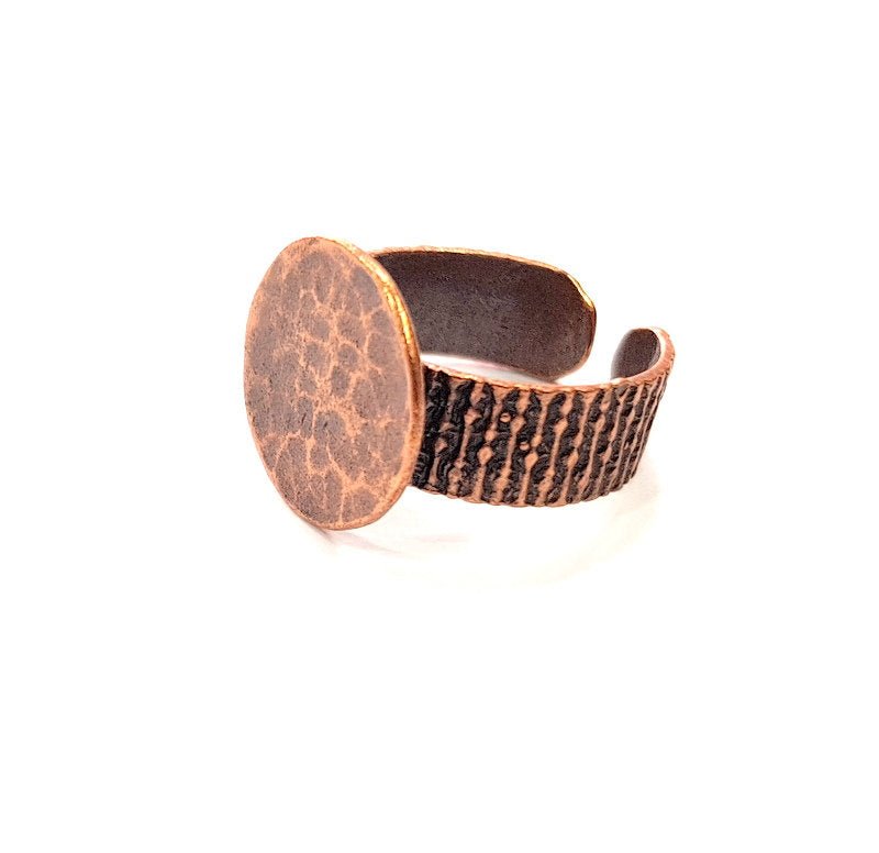 Copper Ring Settings inlay Ring Blank Mosaic Ring Bezel Base Cabochon Mountings ( 15 mm blank) Antique Copper Plated Brass G13345