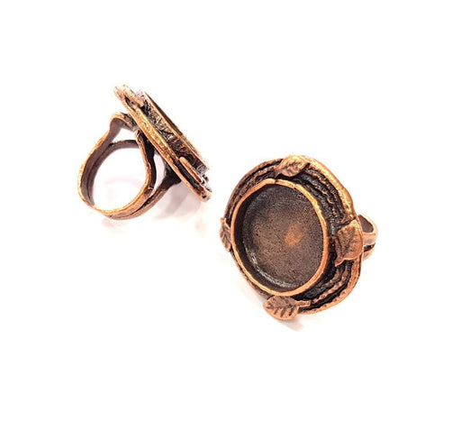Copper Ring Settings inlay Ring Blank Mosaic Ring Bezel Base Cabochon Mountings ( 19 mm blank) Antique Copper Plated Brass G13346