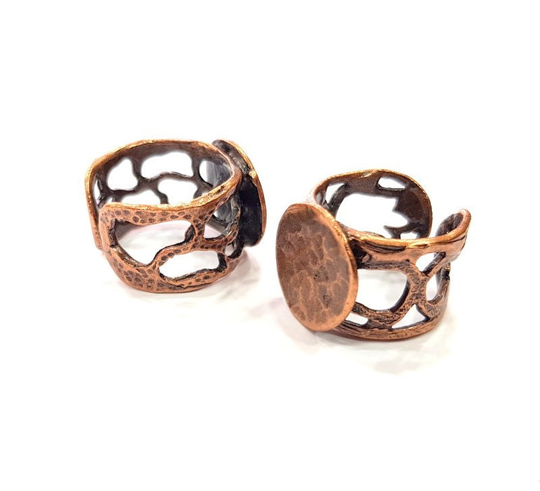 Copper Ring Settings inlay Ring Blank Mosaic Ring Bezel Base Cabochon Mountings ( 15 mm blank) Antique Copper Plated Brass G13347