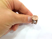 Copper Ring Settings inlay Ring Blank Mosaic Ring Bezel Base Cabochon Mountings ( 15 mm blank) Antique Copper Plated Brass G13347