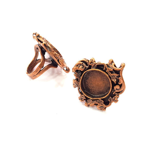 Copper Ring Settings inlay Ring Blank Mosaic Ring Bezel Base Cabochon Mountings ( 16 mm blank) Antique Copper Plated Brass G13354