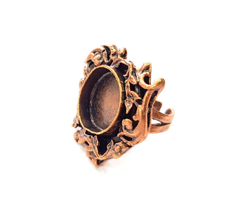 Copper Ring Settings inlay Ring Blank Mosaic Ring Bezel Base Cabochon Mountings ( 16 mm blank) Antique Copper Plated Brass G13354
