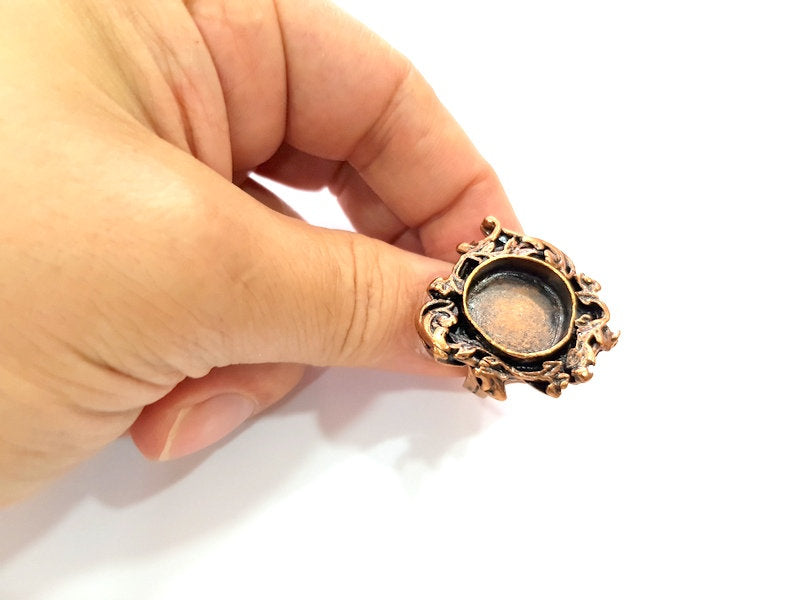Copper Ring Settings inlay Ring Blank Mosaic Ring Bezel Base Cabochon Mountings ( 16 mm blank) Antique Copper Plated Brass G13354