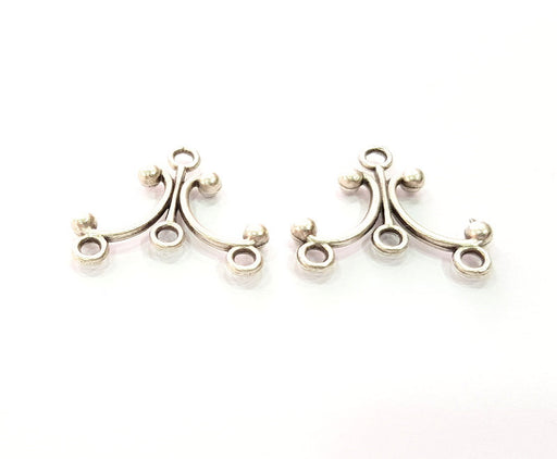 6 End Bar Antique Silver Plated Metal Findings (27x24mm) G13377