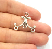 6 End Bar Antique Silver Plated Metal Findings (27x24mm) G13377