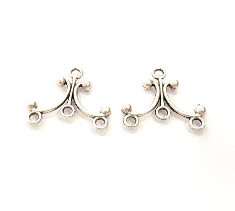 6 End Bar Antique Silver Plated Metal Findings (27x24mm) G13377