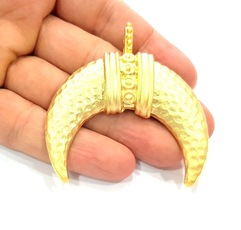 Gold Creascent Pendant Gold Pendant Gold Plated Metal (64x60mm)  G13378