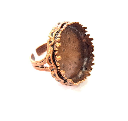 Copper Ring Settings inlay Ring Blank Mosaic Ring Bezel Base Cabochon Mountings ( 25 mm blank) Antique Copper Plated Brass G13380