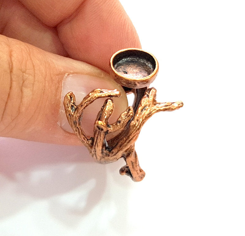 Copper Ring Settings inlay Ring Blank Mosaic Ring Bezel Base Cabochon Mountings ( 10 mm blank) Antique Copper Plated Brass G16856