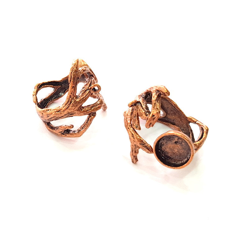Copper Ring Settings inlay Ring Blank Mosaic Ring Bezel Base Cabochon Mountings ( 10 mm blank) Antique Copper Plated Brass G16856