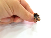 Copper Ring Settings inlay Ring Blank Mosaic Ring Bezel Base Cabochon Mountings ( 10 mm blank) Antique Copper Plated Brass G13383