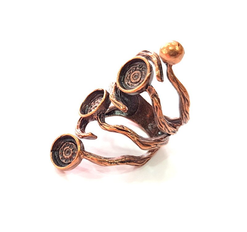 Copper Ring Settings inlay Ring Blank Mosaic Ring Bezel Base Cabochon Mountings ( 8 mm blank) Antique Copper Plated Brass G13384