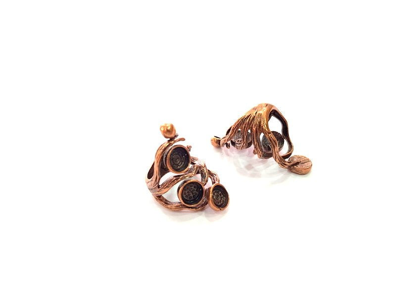 Copper Ring Settings inlay Ring Blank Mosaic Ring Bezel Base Cabochon Mountings ( 8 mm blank) Antique Copper Plated Brass G13384