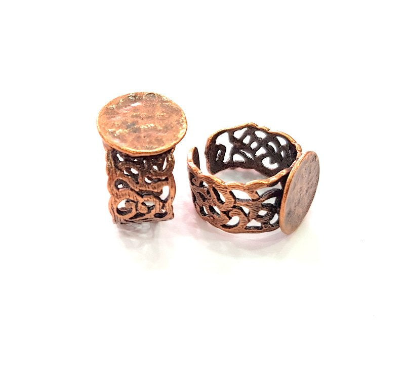 Copper Ring Settings inlay Ring Blank Mosaic Ring Bezel Base Cabochon Mountings ( 15 mm blank) Antique Copper Plated Brass G13387