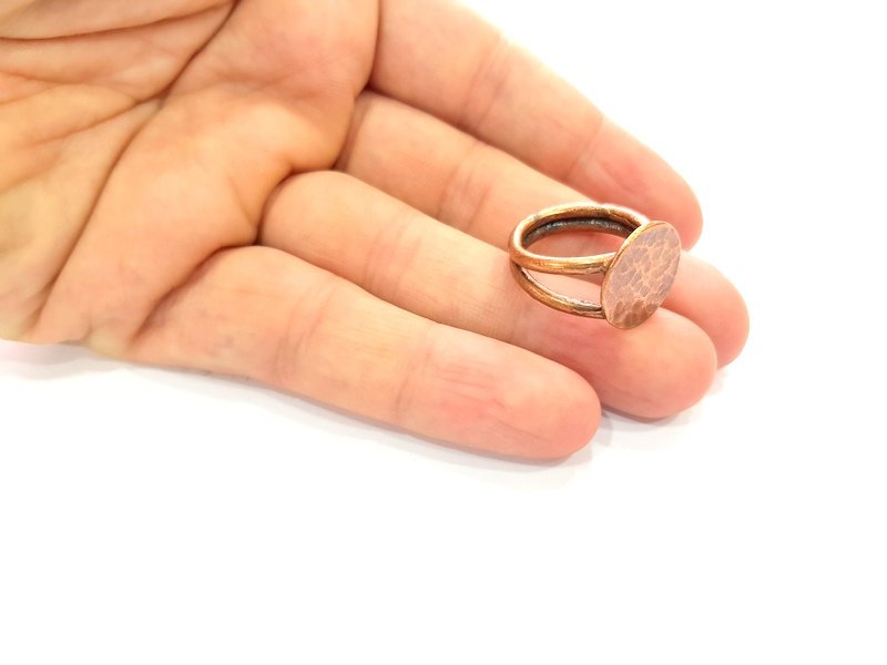 Copper Ring Settings inlay Ring Blank Mosaic Ring Bezel Base Cabochon Mountings ( 15 mm blank) Antique Copper Plated Brass G13388