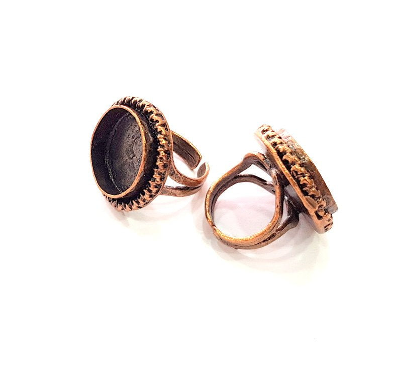 Copper Ring Settings inlay Ring Blank Mosaic Ring Bezel Base Cabochon Mountings ( 20 mm blank) Antique Copper Plated Brass G13394