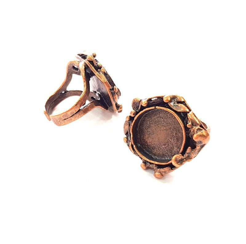 Copper Ring Settings inlay Ring Blank Mosaic Ring Bezel Base Cabochon Mountings ( 15 mm blank) Antique Copper Plated Brass G13396