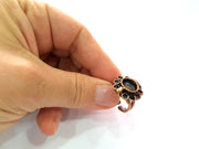 Copper Ring Settings inlay Ring Blank Mosaic Ring Bezel Base Cabochon Mountings ( 10 mm blank) Antique Copper Plated Brass G13397