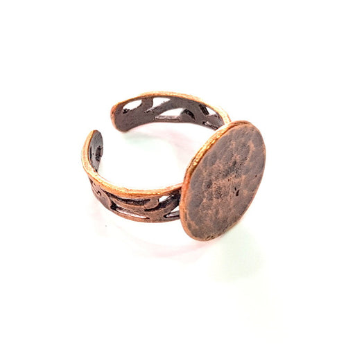 Copper Ring Blank Settings Ring Bezel Base Cabochon Mountings ( 15 mm blank) Antique Copper Plated Brass G13399