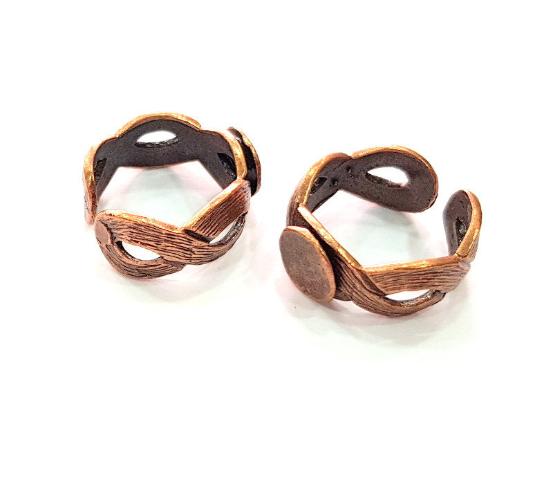 Copper Ring Blank Settings Ring Bezel Base Cabochon Mountings ( 10 mm blank) Antique Copper Plated Brass G13400