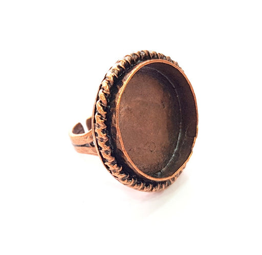Copper Ring Settings inlay Ring Blank Mosaic Ring Bezel Base Cabochon Mountings ( 25 mm blank) Antique Copper Plated Brass G13407