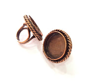 Copper Ring Settings inlay Ring Blank Mosaic Ring Bezel Base Cabochon Mountings ( 25 mm blank) Antique Copper Plated Brass G13407