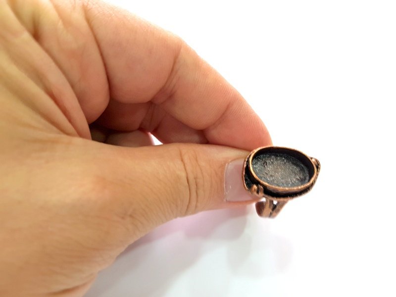 Copper Ring Settings inlay Ring Blank Mosaic Ring Bezel Base Cabochon Mountings ( 18x13 mm blank) Antique Copper Plated Brass G13410