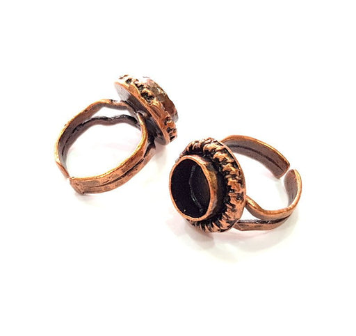 Copper Ring Settings inlay Ring Blank Mosaic Ring Bezel Base Cabochon Mountings ( 10 mm blank) Antique Copper Plated Brass G13411