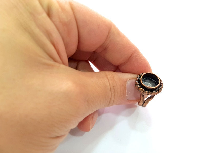 Copper Ring Settings inlay Ring Blank Mosaic Ring Bezel Base Cabochon Mountings ( 10 mm blank) Antique Copper Plated Brass G13411