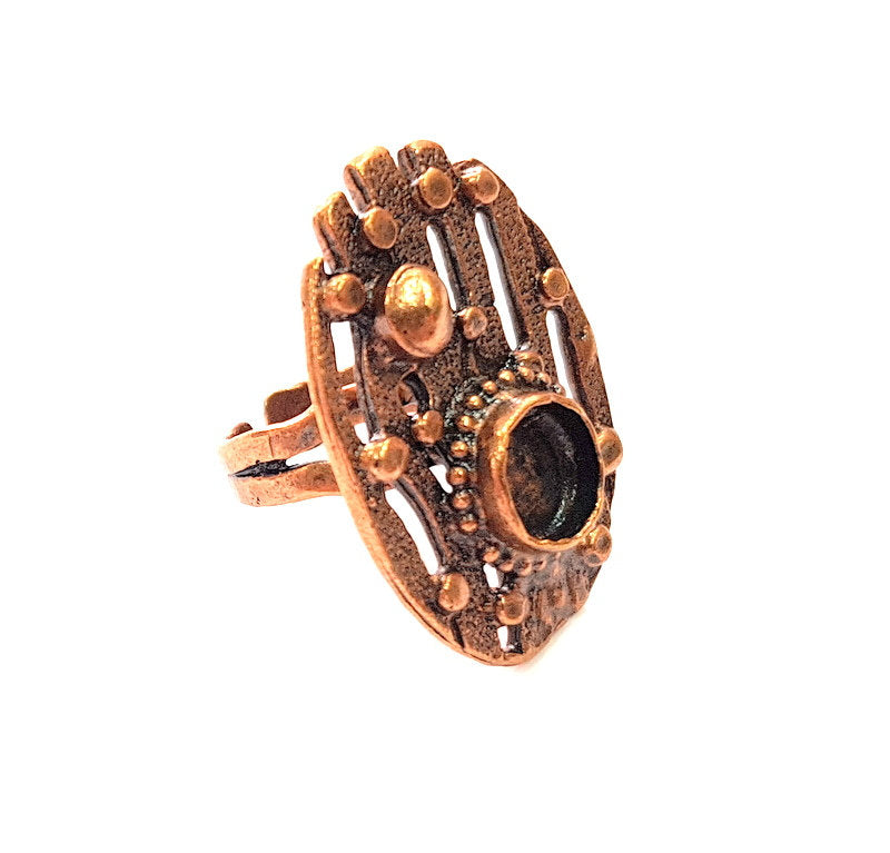 Copper Ring Settings inlay Ring Blank Mosaic Ring Bezel Base Cabochon Mountings ( 9 mm blank) Antique Copper Plated Brass G13412
