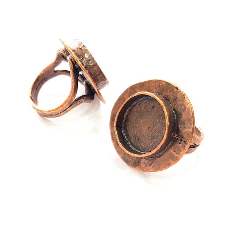 Copper Ring Settings inlay Ring Blank Mosaic Ring Bezel Base Cabochon Mountings ( 16 mm blank) Antique Copper Plated Brass G13414
