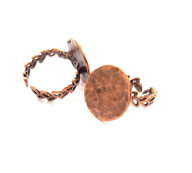 Copper Ring Blank Settings Ring Bezel Base Cabochon Mountings ( 15 mm blank) Antique Copper Plated Brass G13416