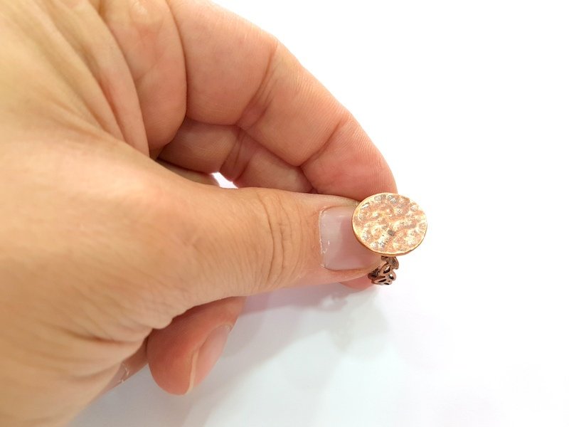 Copper Ring Blank Settings Ring Bezel Base Cabochon Mountings ( 15 mm blank) Antique Copper Plated Brass G13416