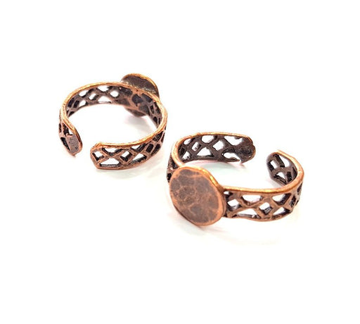 Copper Ring Blank Settings Ring Bezel Base Cabochon Mountings ( 10 mm blank) Antique Copper Plated Brass G13417