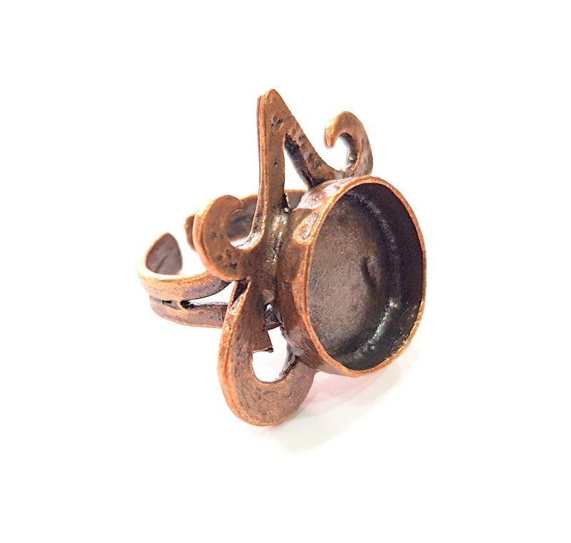 Copper Ring Settings inlay Ring Blank Mosaic Ring Bezel Base Cabochon Mountings ( 16 mm blank) Antique Copper Plated Brass G13418