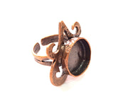 Copper Ring Settings inlay Ring Blank Mosaic Ring Bezel Base Cabochon Mountings ( 16 mm blank) Antique Copper Plated Brass G13418