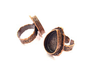 Copper Ring Settings inlay Ring Blank Mosaic Ring Bezel Base Cabochon Mountings ( 20x15 mm blank) Antique Copper Plated Brass G13419